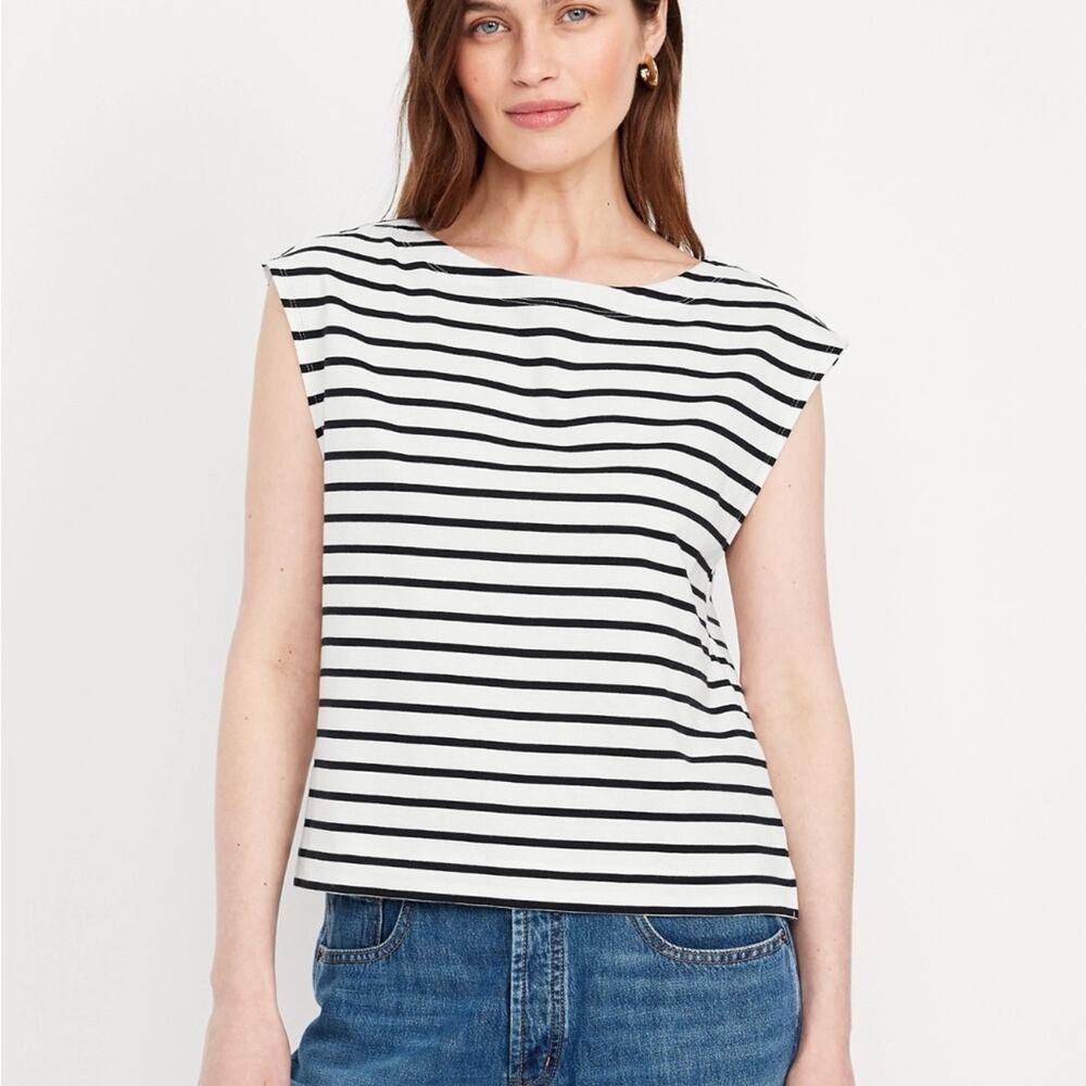 Old Navy Navy Striped Mariner Top